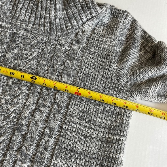 Its Our Time Sz M Cable Knit Gray Pullover Sweater Cowl Neck Long Sleeve - Picture 6 of 8